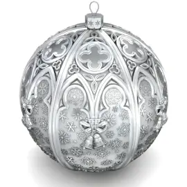 Набор подарочный с шарами и иконой "Казанская Богоматерь в красном" из серебра, 6 шаров